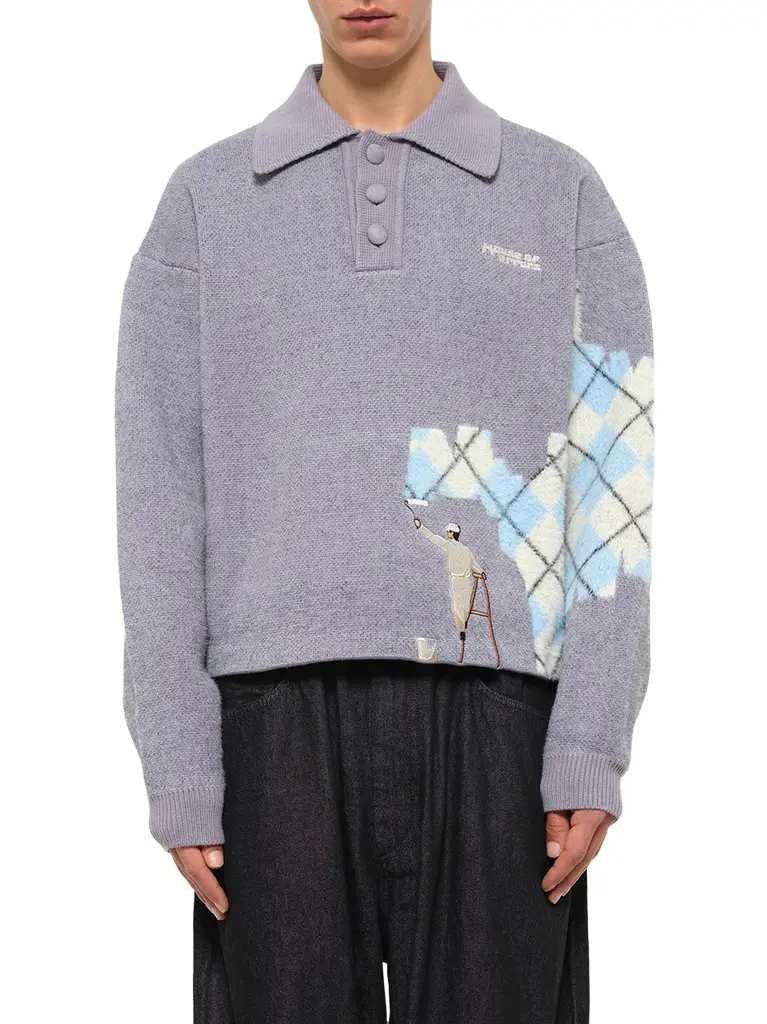 HOUSE OF ERRORS Knitted Wall Painter Rugby in Grey/plaid