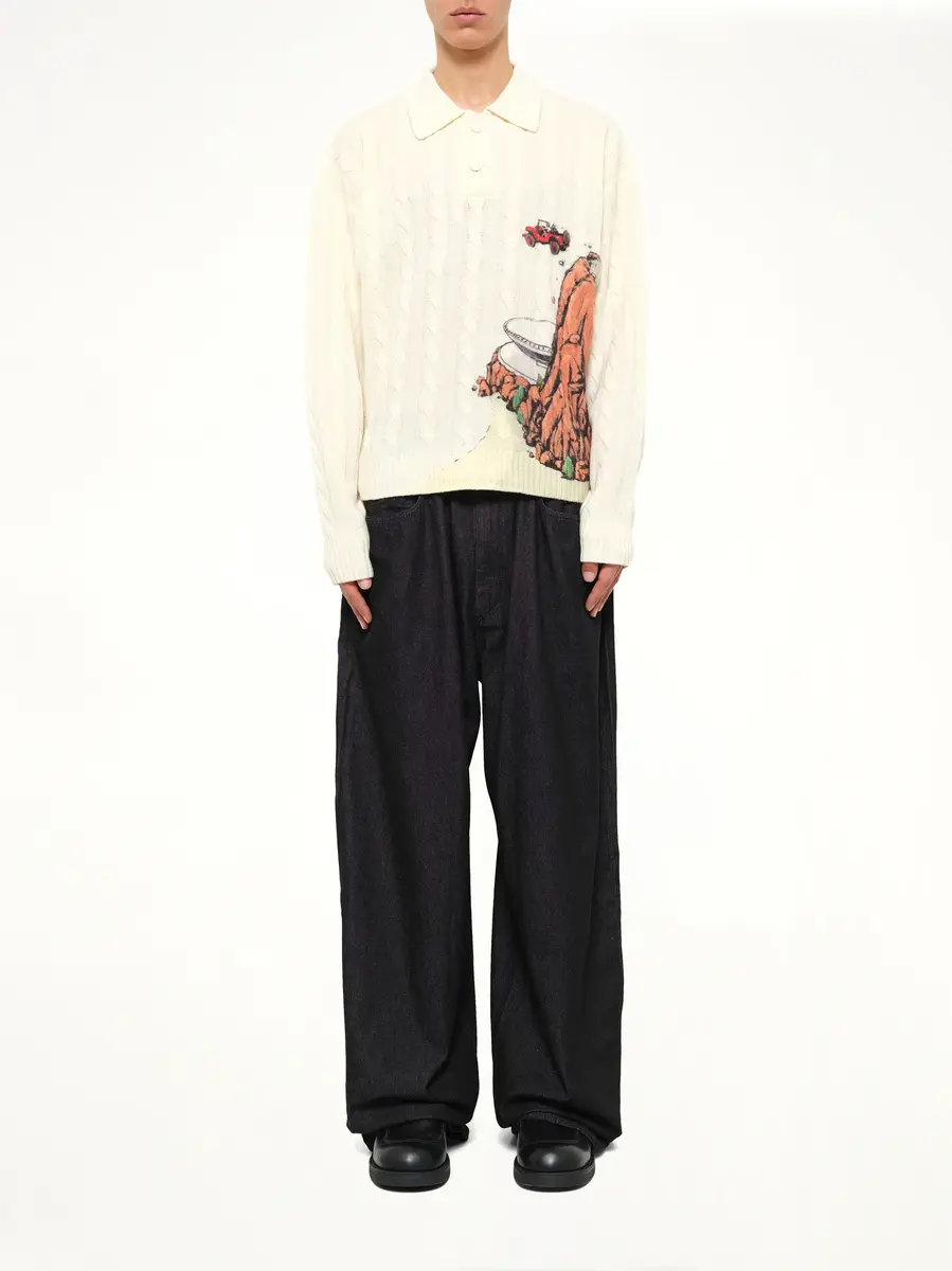 HOUSE OF ERRORS Cliff Crash Cable Knit Rugby in Cream | Thumbnail 7 HOUSE OF ERRORS Cliff Crash Cable Knit Rugby in Cream | Thumbnail 7