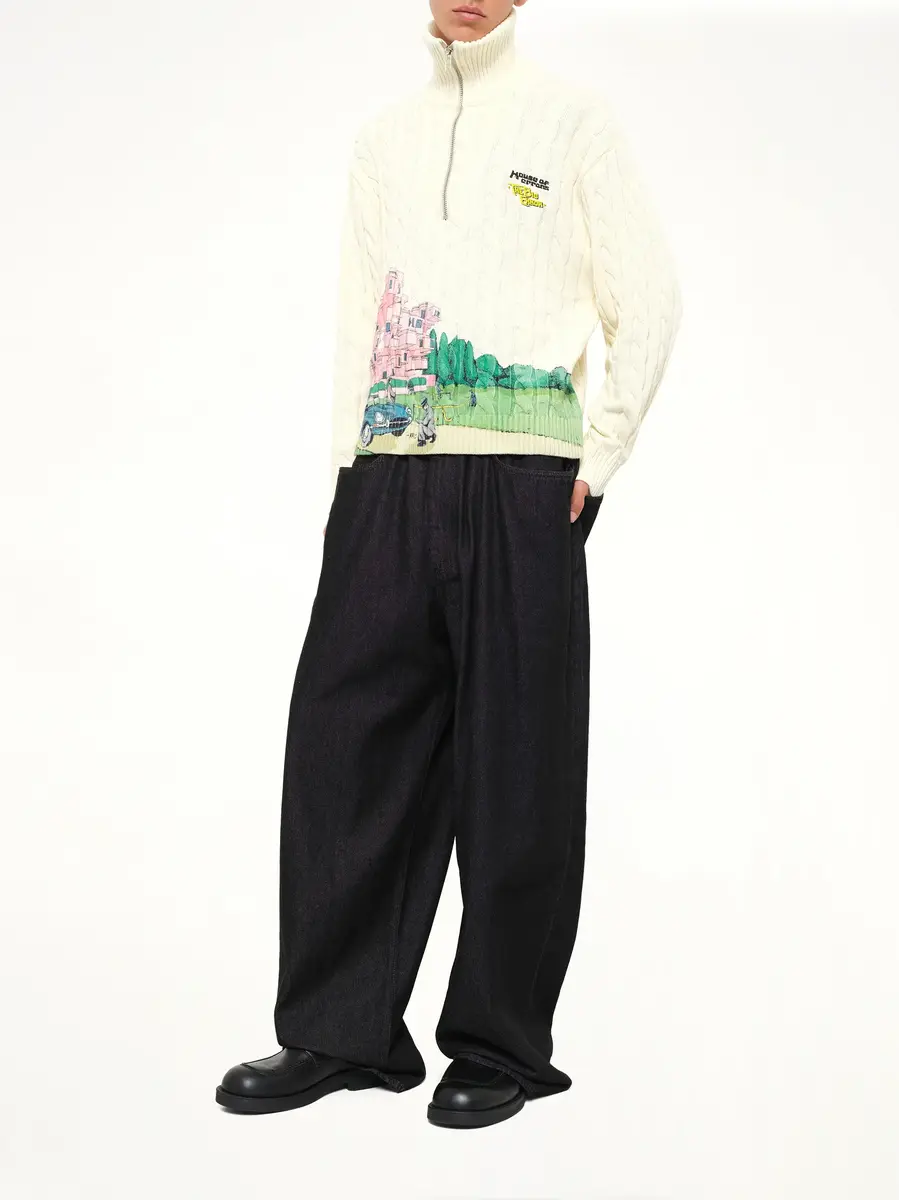 HOUSE OF ERRORS Crime Scene Cable Knit Sweater in Cream | Thumbnail 4