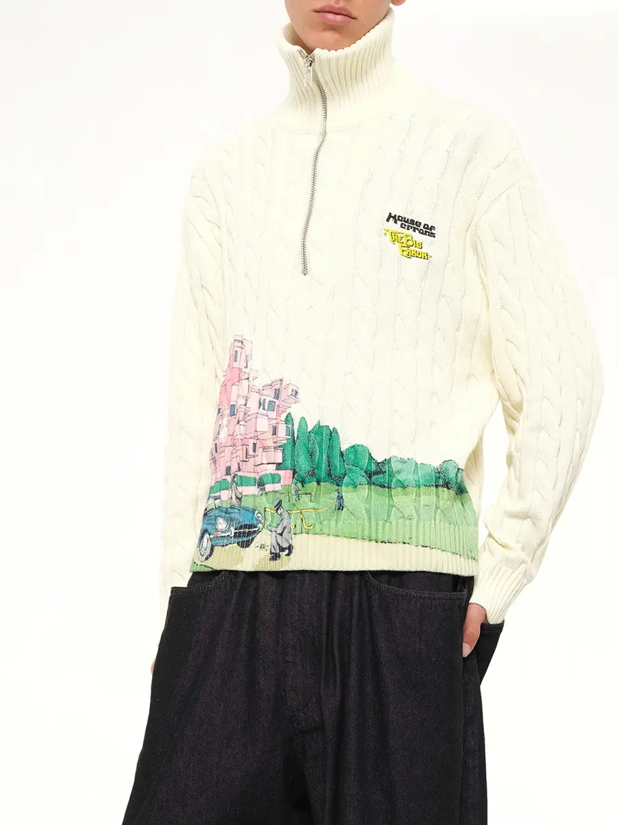 HOUSE OF ERRORS Crime Scene Cable Knit Sweater in Cream | Thumbnail 6