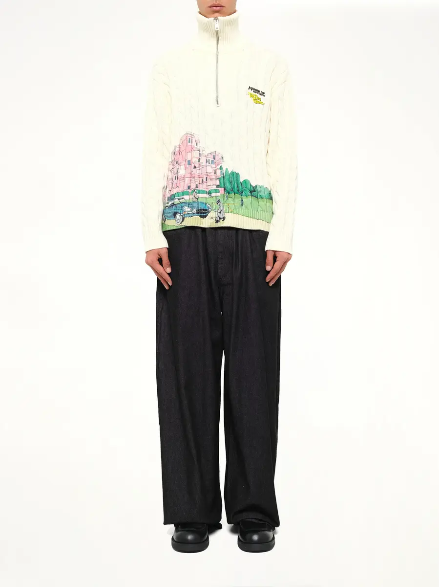 HOUSE OF ERRORS Crime Scene Cable Knit Sweater in Cream | Thumbnail 7