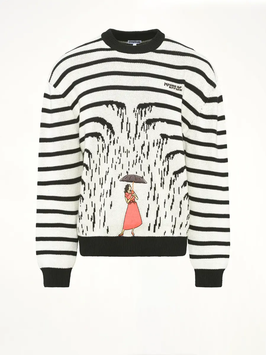HOUSE OF ERRORS Knitted Rain Sweater in Cream/black | Thumbnail 2