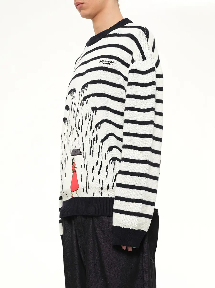 HOUSE OF ERRORS Knitted Rain Sweater in Cream/black | Thumbnail 3