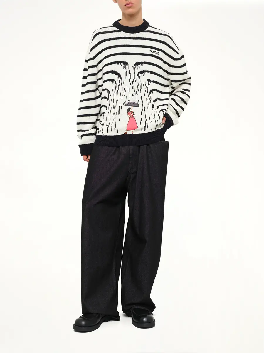HOUSE OF ERRORS Knitted Rain Sweater in Cream/black | Thumbnail 4