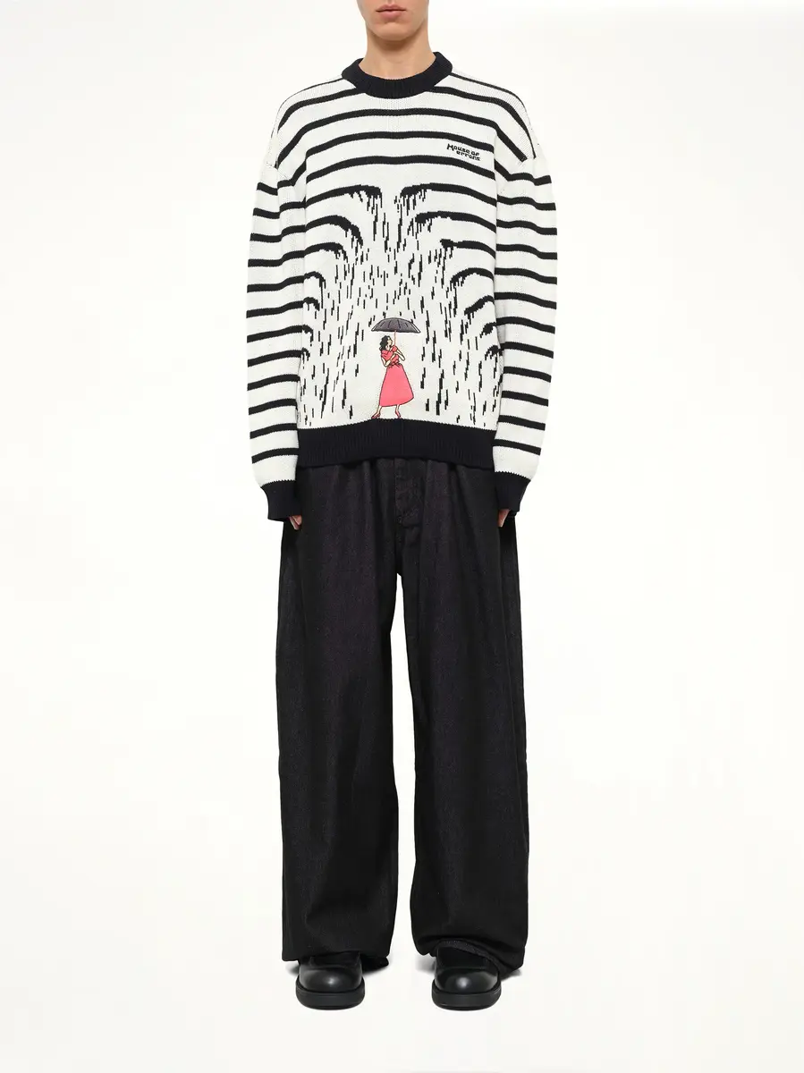 HOUSE OF ERRORS Knitted Rain Sweater in Cream/black | Thumbnail 7