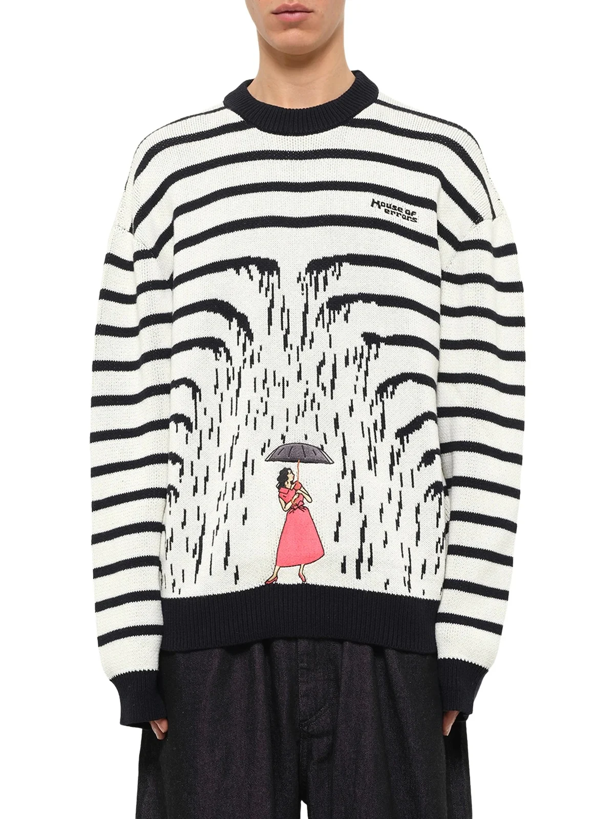HOUSE OF ERRORS Knitted Rain Sweater in Cream/black | Thumbnail 1 HOUSE OF ERRORS Knitted Rain Sweater in Cream/black | Thumbnail 1