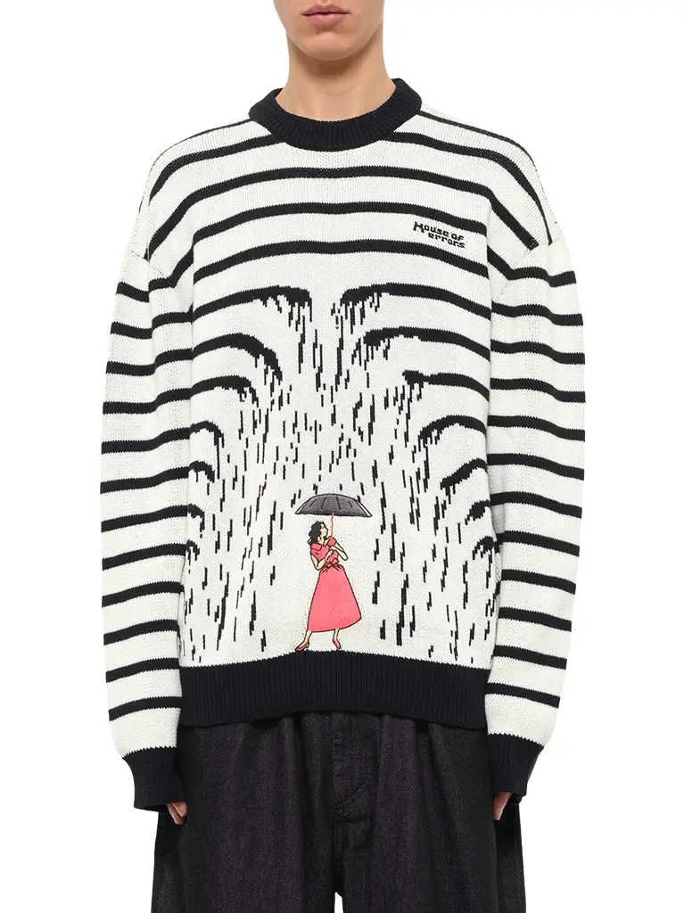 HOUSE OF ERRORS Knitted Rain Sweater in Cream/black