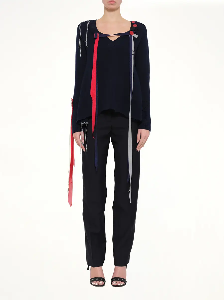 Loewe V Neck Ribbons Sweater | Thumbnail 2 Loewe V Neck Ribbons Sweater | Thumbnail 2