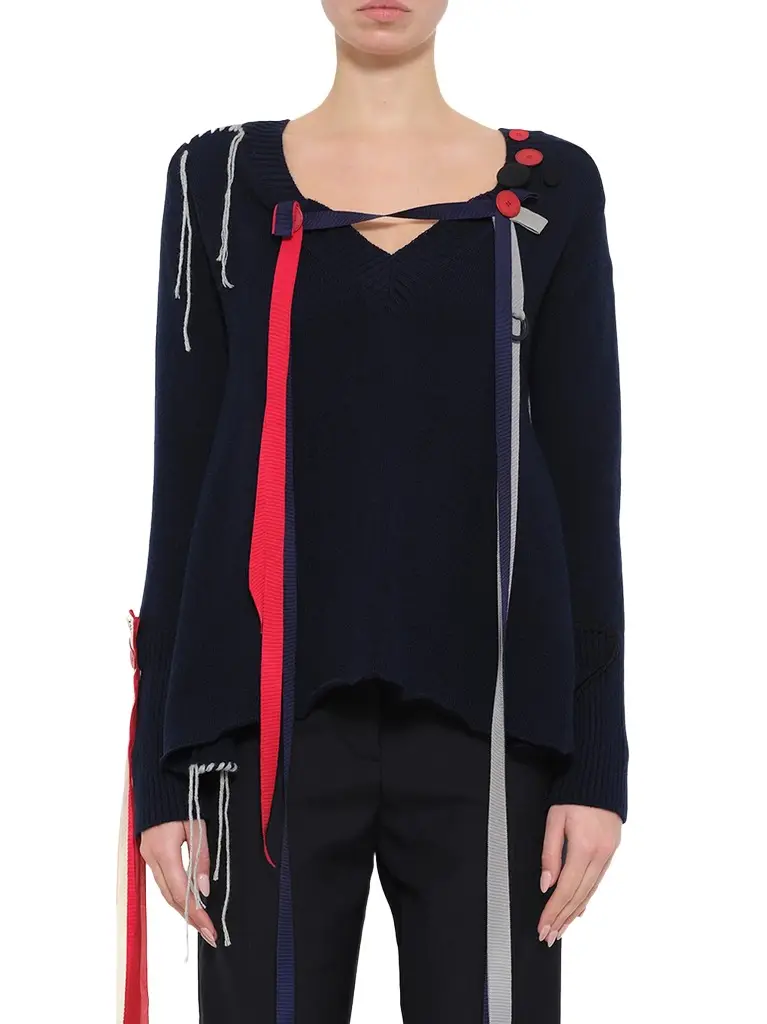 Loewe V Neck Ribbons Sweater