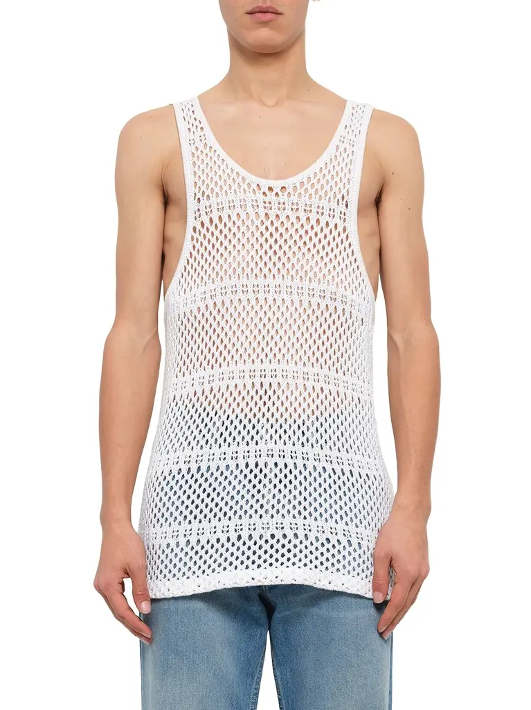 AMIRI Crochet Tank Top in Ivory