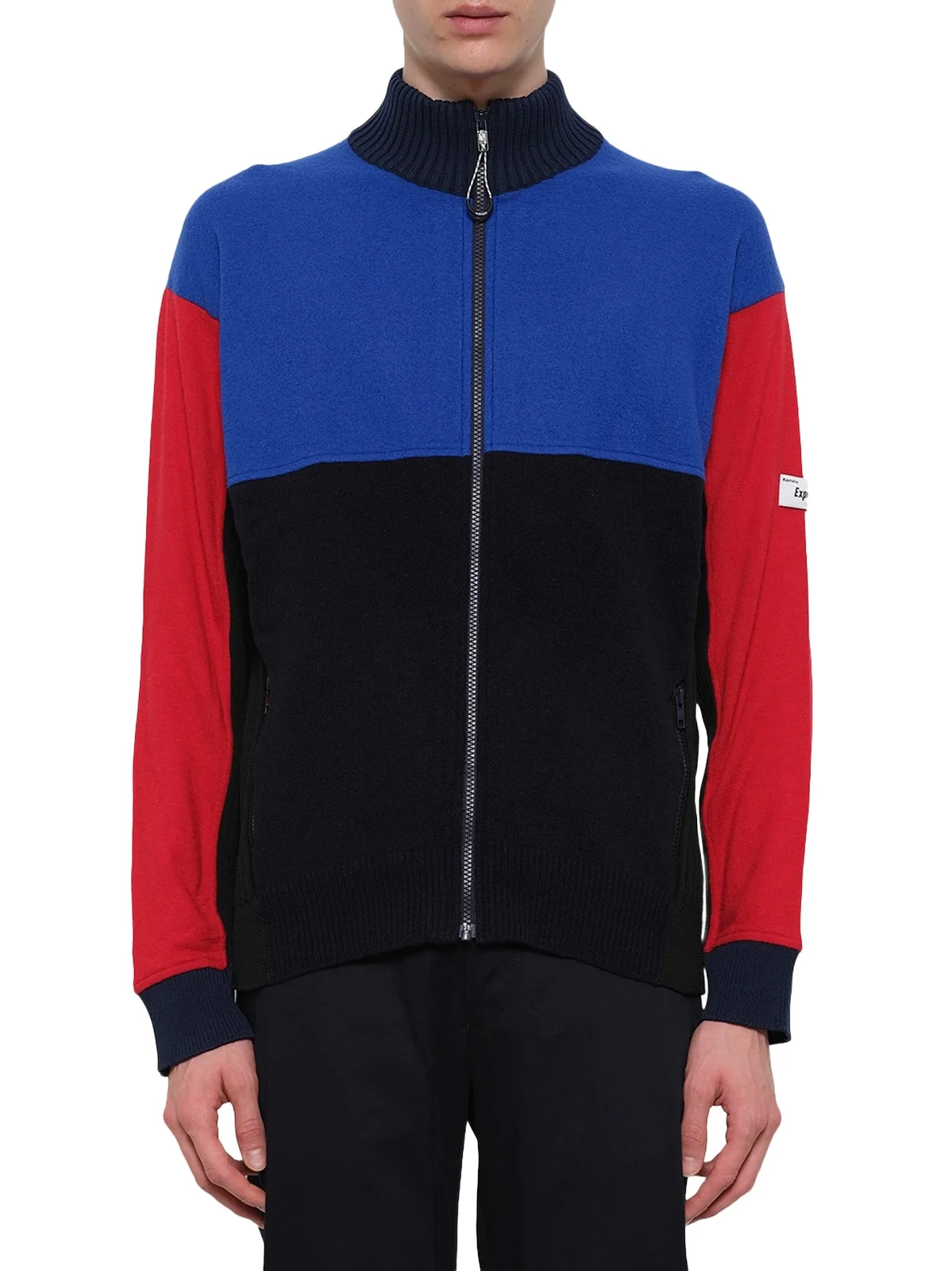 KENZO Colorblock Zip Jacket in Blue/black/red