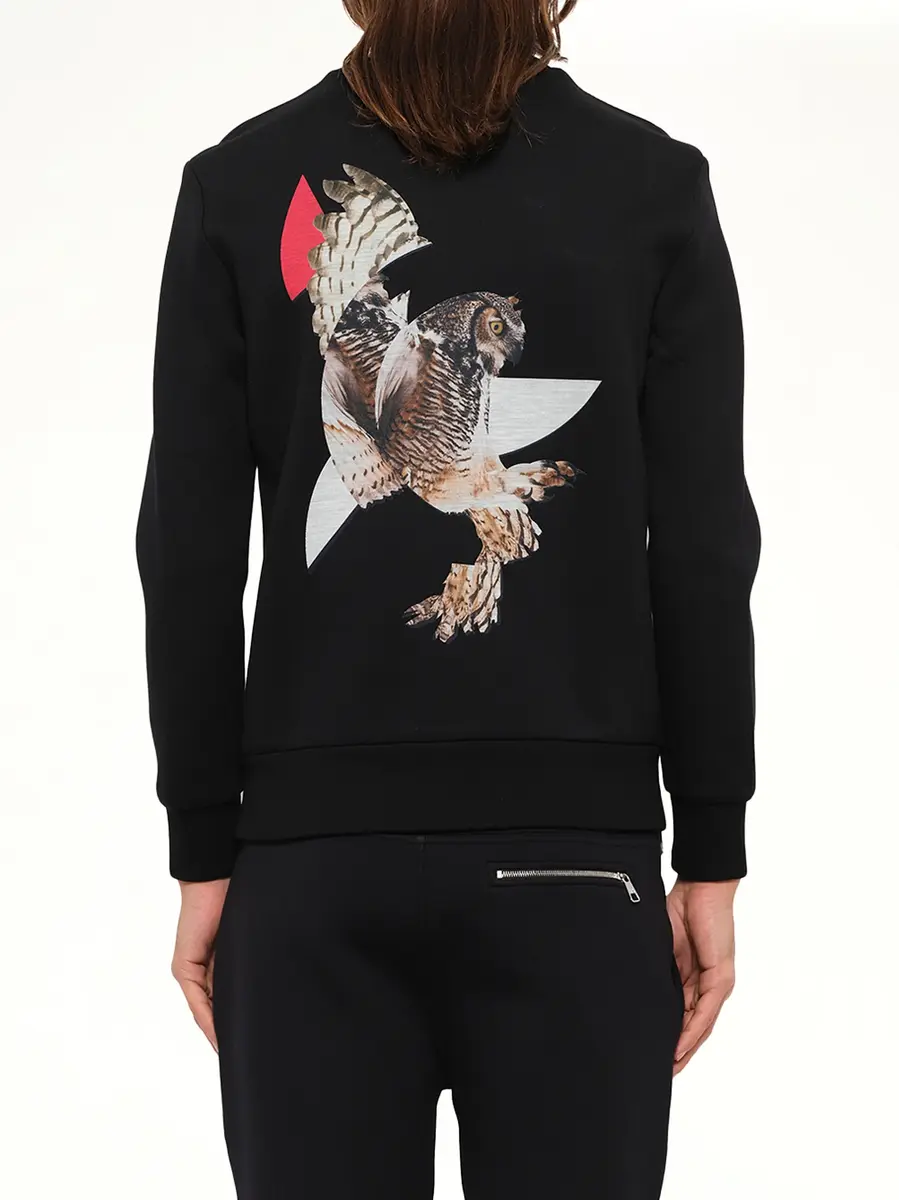 NEIL BARRETT Owl Sweatshirt in Black | Thumbnail 3 NEIL BARRETT Owl Sweatshirt in Black | Thumbnail 3