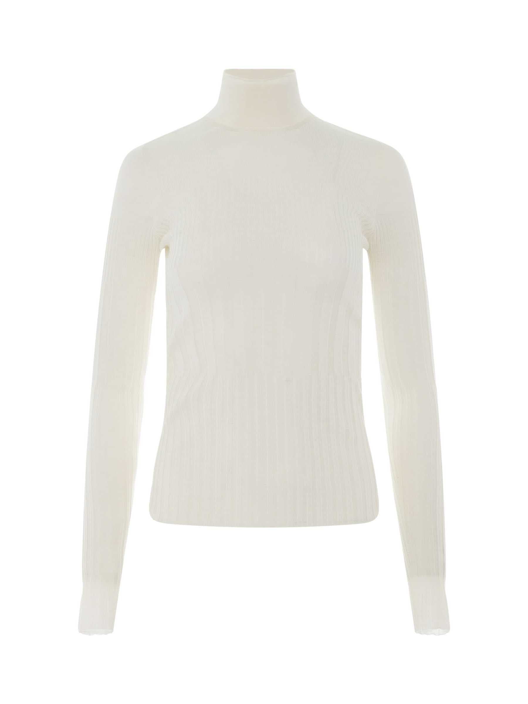 Givenchy Long Sleeve Cyclist Neck Ribbed Sweater in Ivory