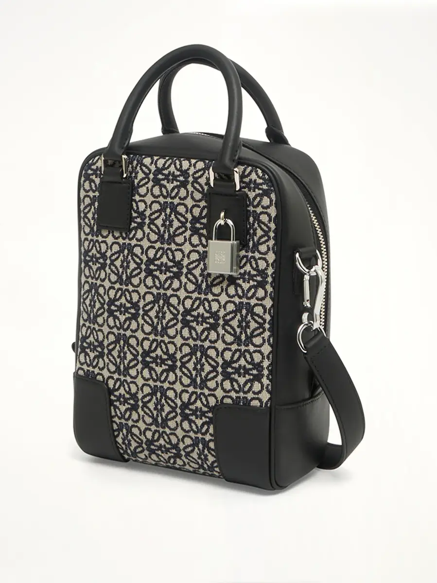 Loewe Amazona 15 Vertical Anagram in Jacquard And Calfskin Navy | Thumbnail 2 Loewe Amazona 15 Vertical Anagram in Jacquard And Calfskin Navy | Thumbnail 2