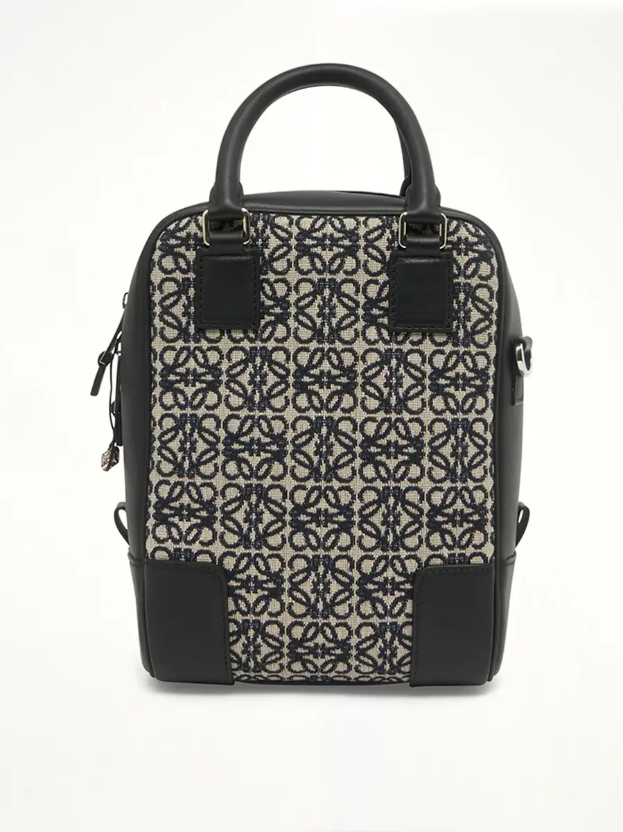 Loewe Amazona 15 Vertical Anagram in Jacquard And Calfskin Navy | Thumbnail 3 Loewe Amazona 15 Vertical Anagram in Jacquard And Calfskin Navy | Thumbnail 3
