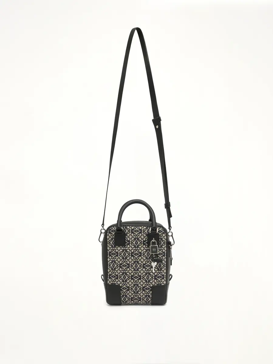 Loewe Amazona 15 Vertical Anagram in Jacquard And Calfskin Navy | Thumbnail 4 Loewe Amazona 15 Vertical Anagram in Jacquard And Calfskin Navy | Thumbnail 4