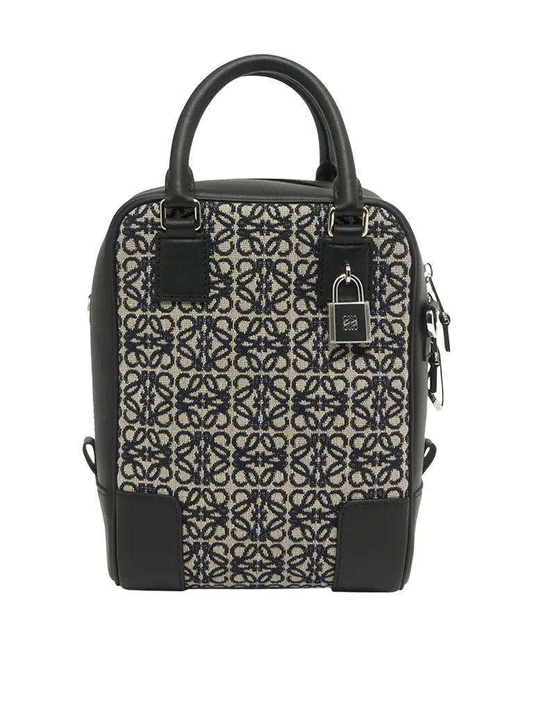 Loewe Amazona 15 Vertical Anagram in Jacquard And Calfskin Navy