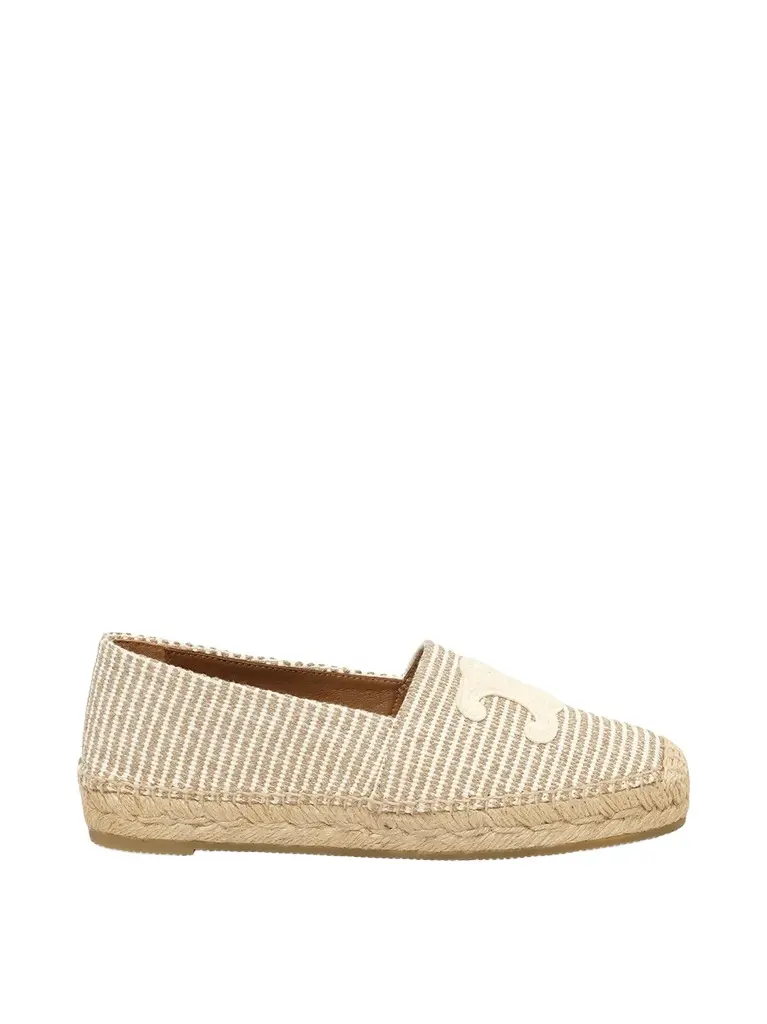 Celine Triomphe Espadrille 05 With Embroidered P in Beige/ecru