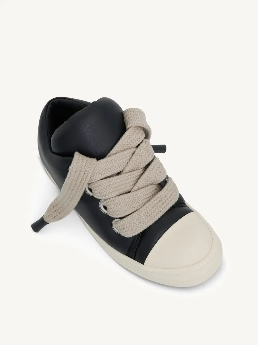 Rick Owens Jumbo Lace Padded Low Sneaker in Black/milk | Thumbnail 4 Rick Owens Jumbo Lace Padded Low Sneaker in Black/milk | Thumbnail 4