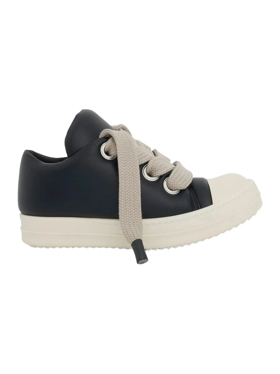 Rick Owens Jumbo Lace Padded Low Sneaker in Black/milk