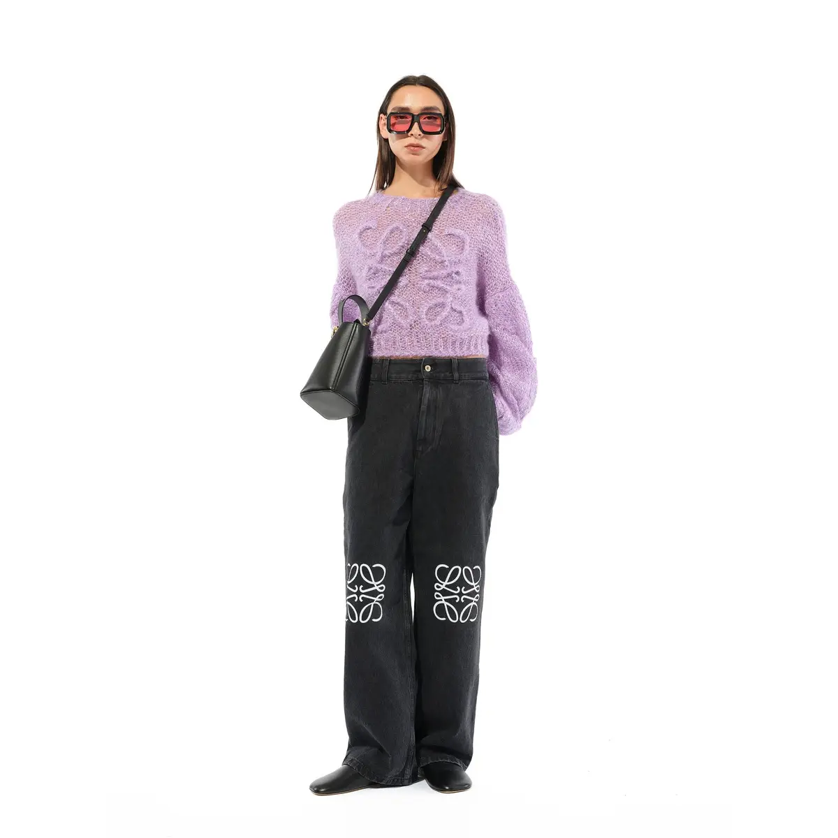 Loewe Cropped Anagram Mohair Sweater in Lavender | Thumbnail 2 Loewe Cropped Anagram Mohair Sweater in Lavender | Thumbnail 2