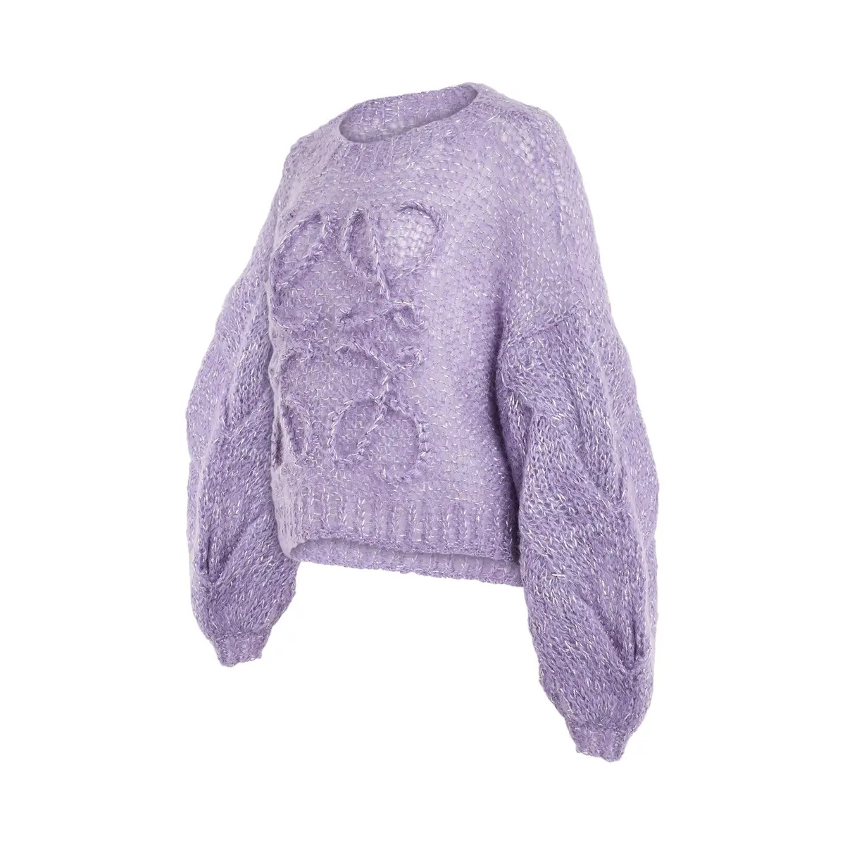 Loewe Cropped Anagram Mohair Sweater in Lavender | Thumbnail 3 Loewe Cropped Anagram Mohair Sweater in Lavender | Thumbnail 3