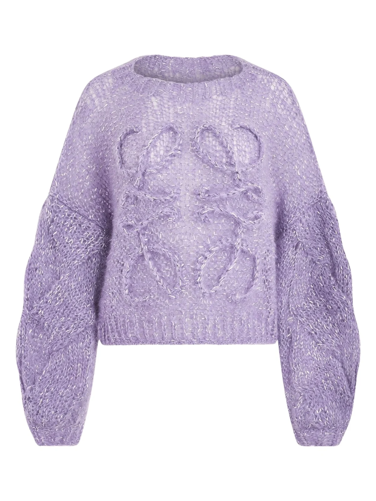 Loewe Cropped Anagram Mohair Sweater in Lavender