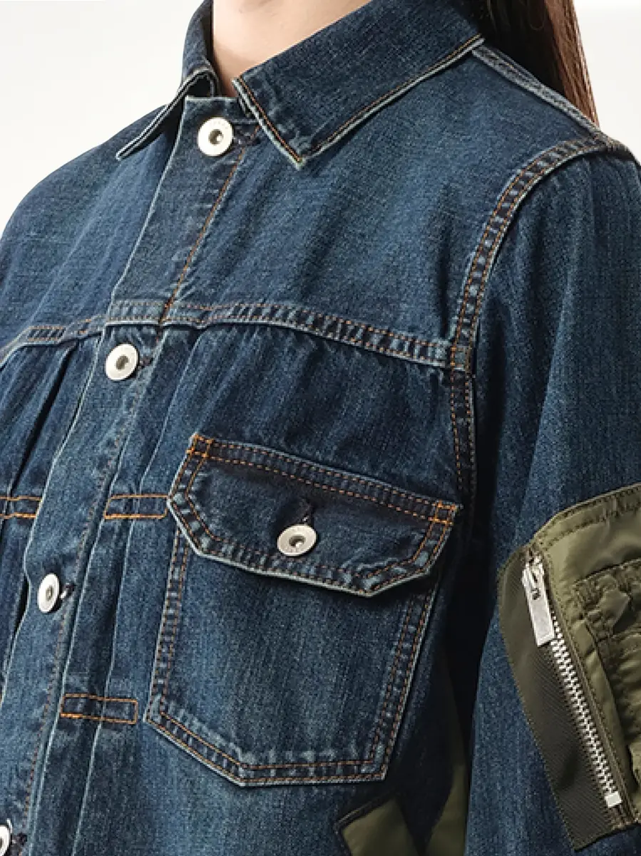 Sacai Denim Nylon Twill Jacket | Thumbnail 3 Sacai Denim Nylon Twill Jacket | Thumbnail 3