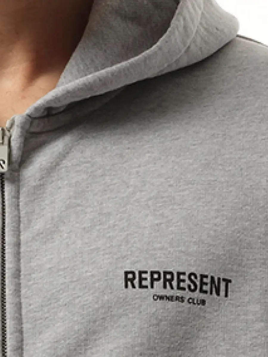 Represent Represent Owners Club Zip Hoodie in Ash Grey/black | Thumbnail 3 Represent Represent Owners Club Zip Hoodie in Ash Grey/black | Thumbnail 3