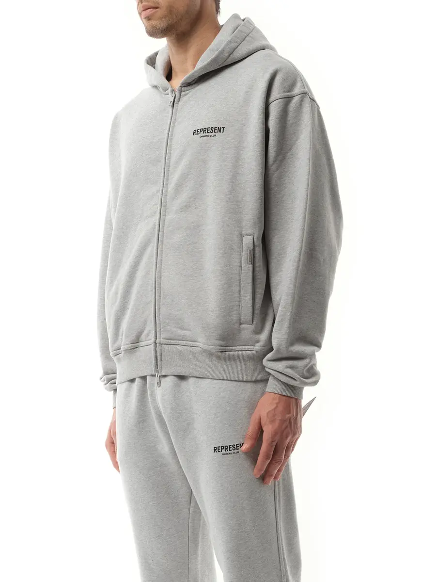 Represent Represent Owners Club Zip Hoodie in Ash Grey/black | Thumbnail 5 Represent Represent Owners Club Zip Hoodie in Ash Grey/black | Thumbnail 5