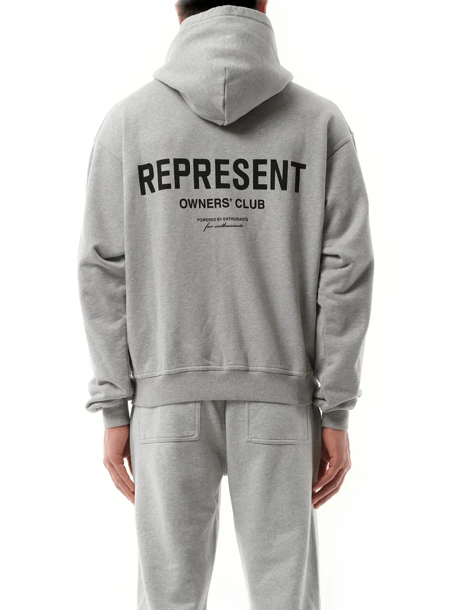 Represent Represent Owners Club Zip Hoodie in Ash Grey/black | Thumbnail 6 Represent Represent Owners Club Zip Hoodie in Ash Grey/black | Thumbnail 6