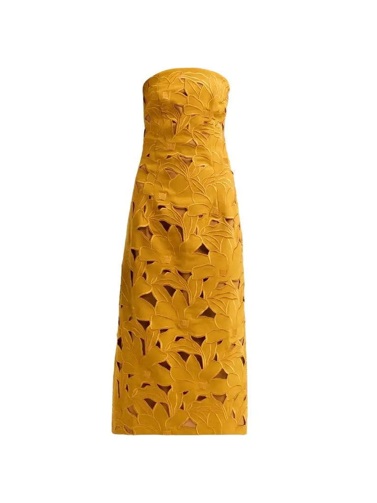 Women's Pamela Embroidered Strapless Midi Dress Women's Pamela Embroidered Strapless Midi Dress