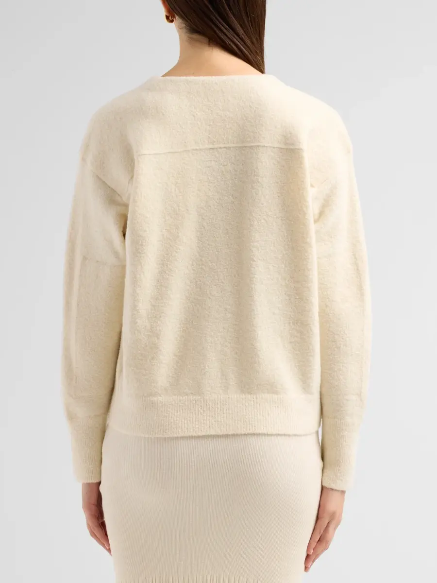 Bottega Veneta Women's Pebble Brooch Cashmere-Silk Bouclé Cardigan | Thumbnail 3
