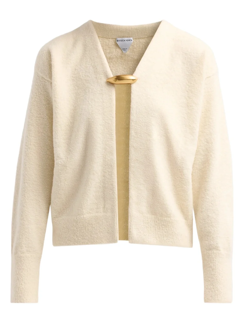 Women's Pebble Brooch Cashmere-Silk Bouclé Cardigan Women's Pebble Brooch Cashmere-Silk Bouclé Cardigan
