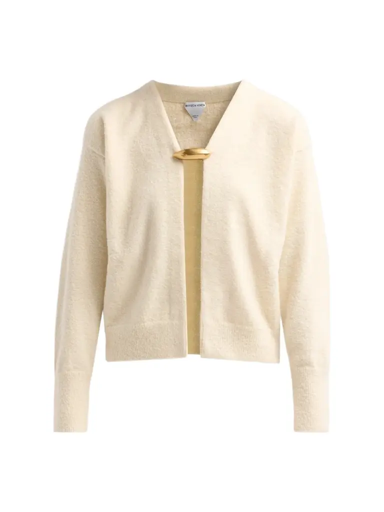 Women's Pebble Brooch Cashmere-Silk Bouclé Cardigan Women's Pebble Brooch Cashmere-Silk Bouclé Cardigan