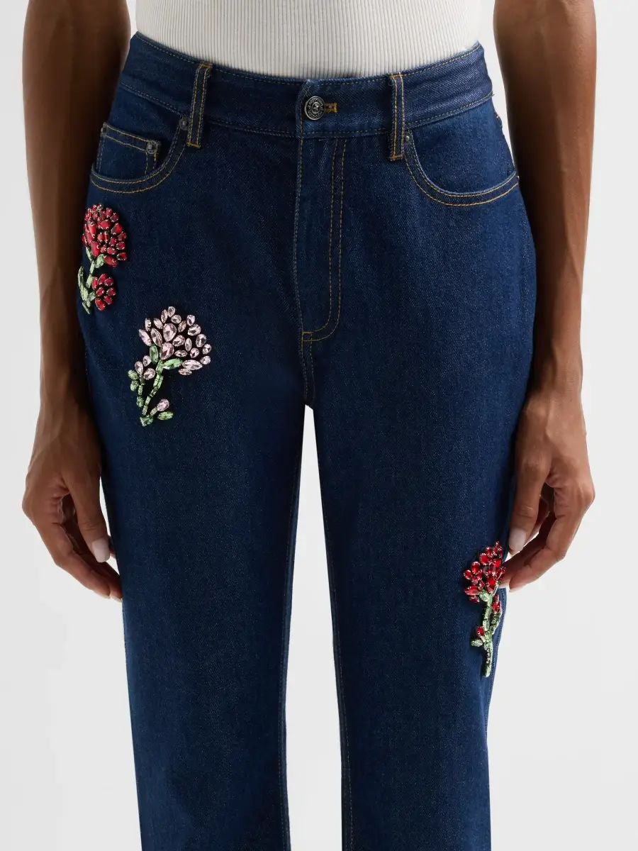 Cinq à Sept Women's Stevie Rhinestone-Rose Flare-Leg Jeans | Thumbnail 5 Cinq à Sept Women's Stevie Rhinestone-Rose Flare-Leg Jeans | Thumbnail 5