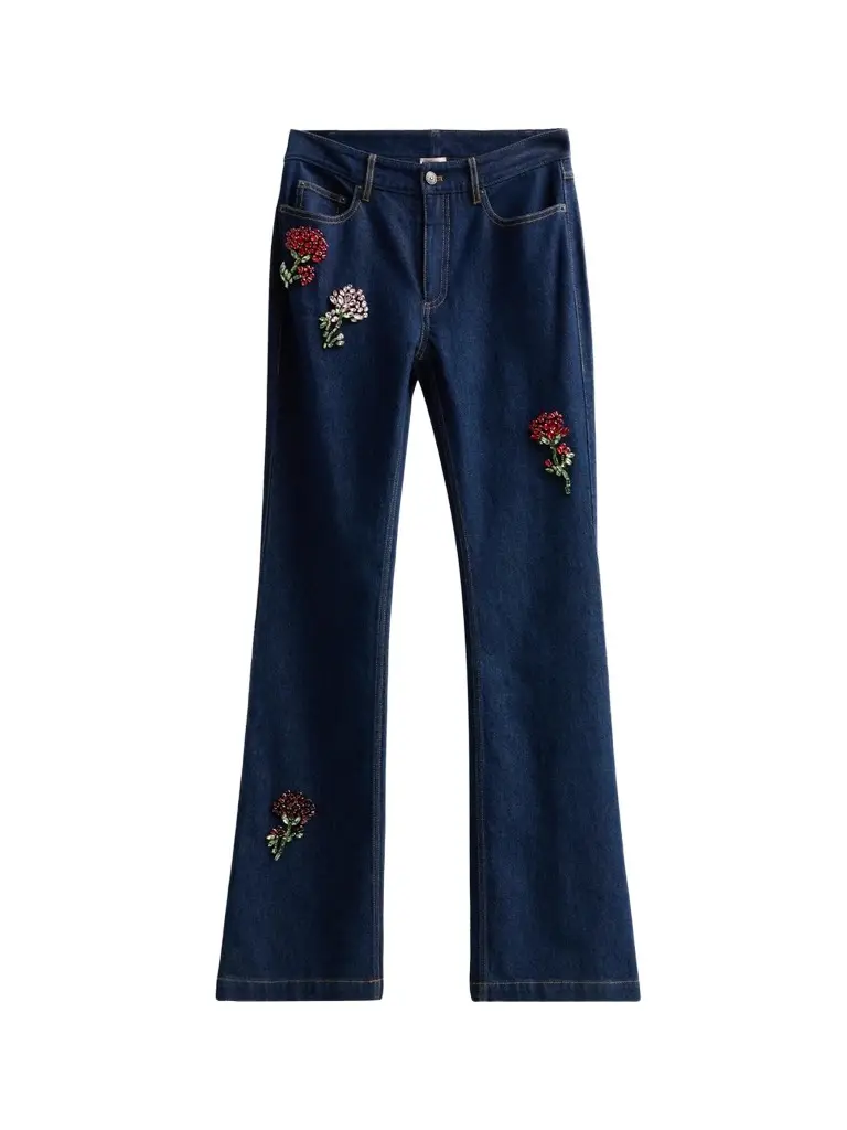 Cinq à Sept Women's Stevie Rhinestone-Rose Flare-Leg Jeans