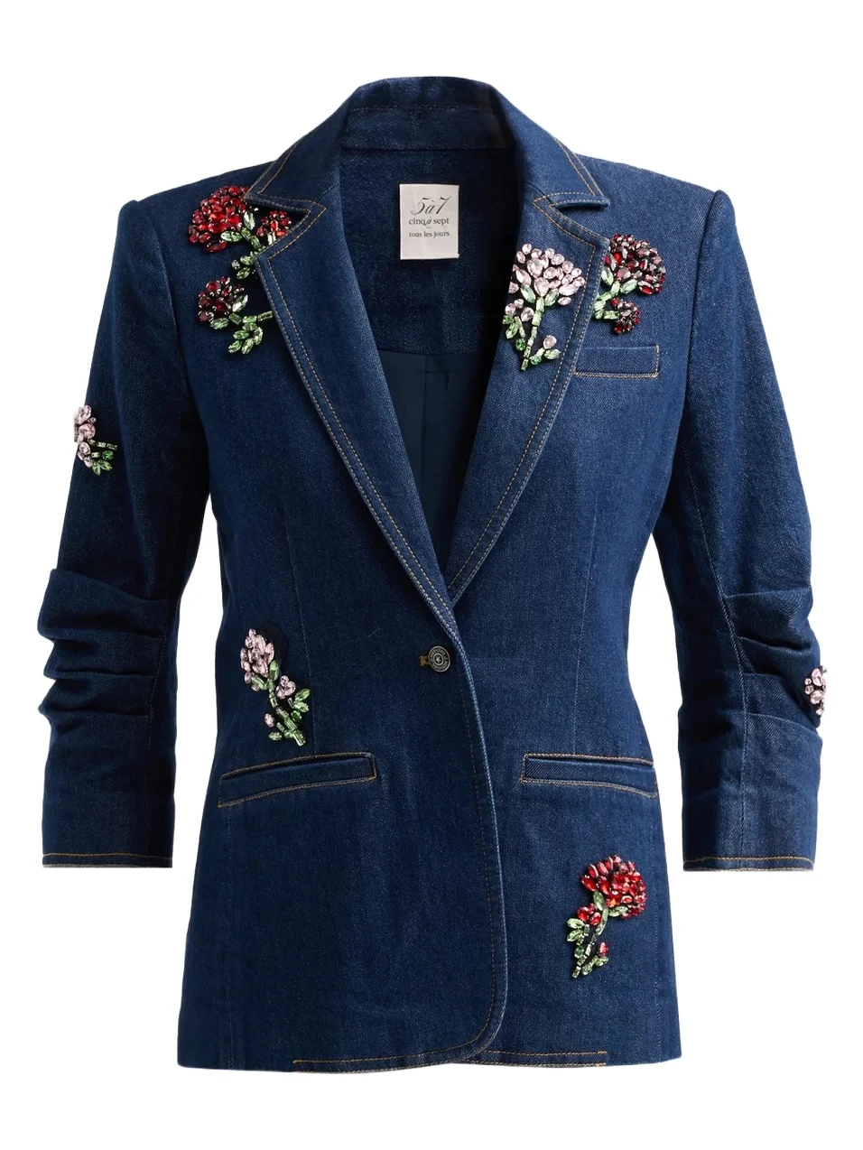 Women's Khloe Rhinestone-Embellished Cotton-Blend Denim Blazer Women's Khloe Rhinestone-Embellished Cotton-Blend Denim Blazer