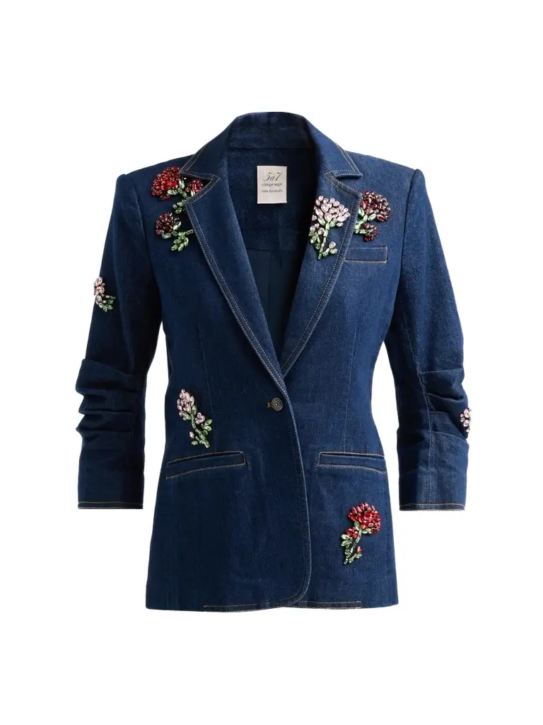 Cinq à Sept Women's Khloe Rhinestone-Embellished Cotton-Blend Denim Blazer