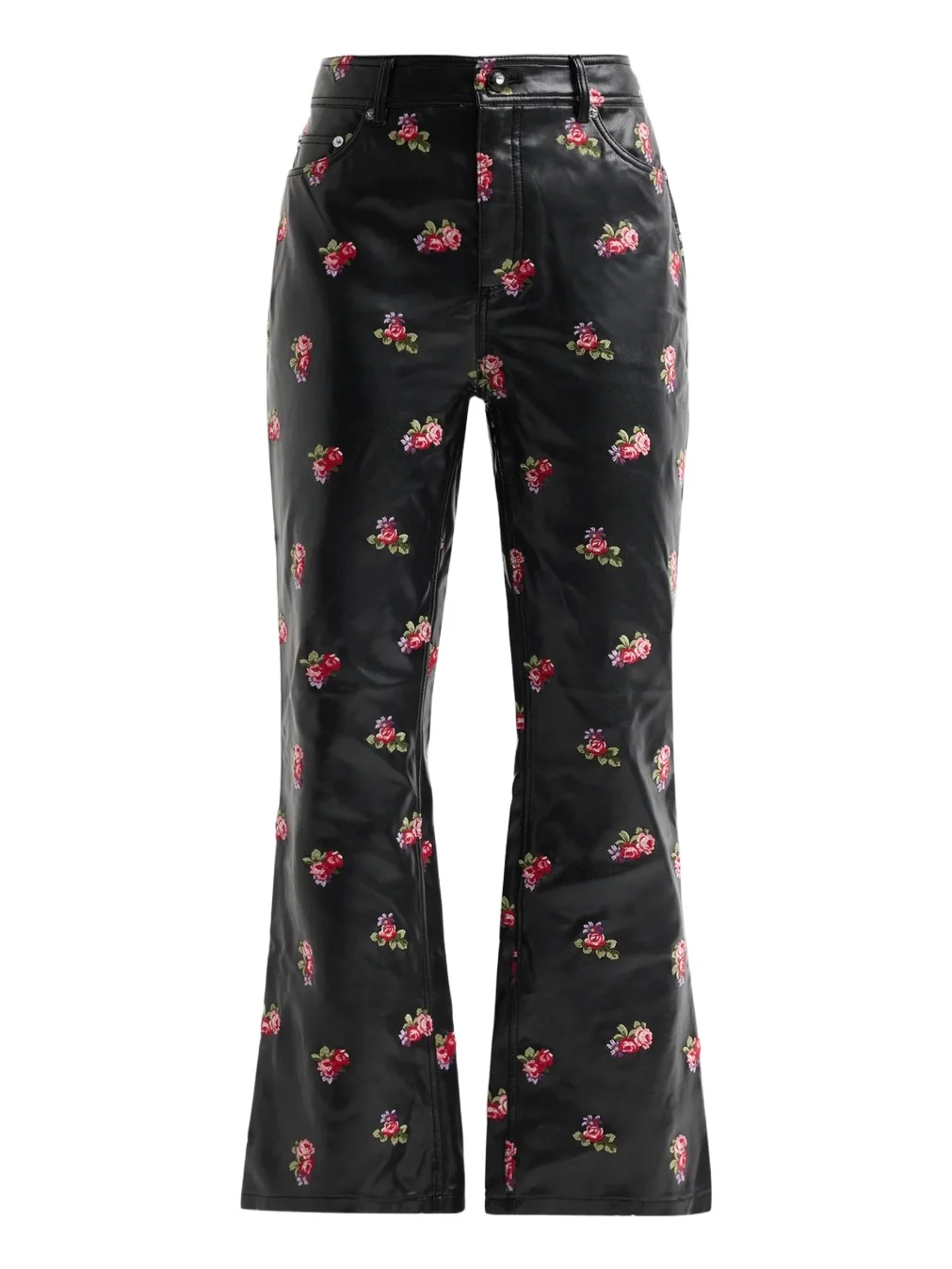 Women's Stevie Rose-Embroidered Faux-Leather Crop Pants Women's Stevie Rose-Embroidered Faux-Leather Crop Pants