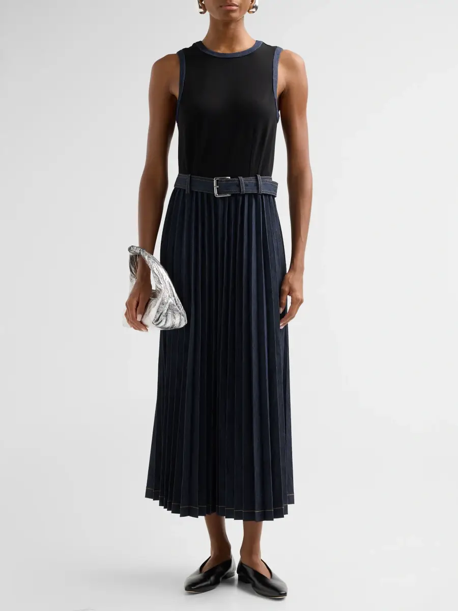 Cinq à Sept Women's Crosby Mixed-Media Belted Maxi Dress | Thumbnail 2 Cinq à Sept Women's Crosby Mixed-Media Belted Maxi Dress | Thumbnail 2