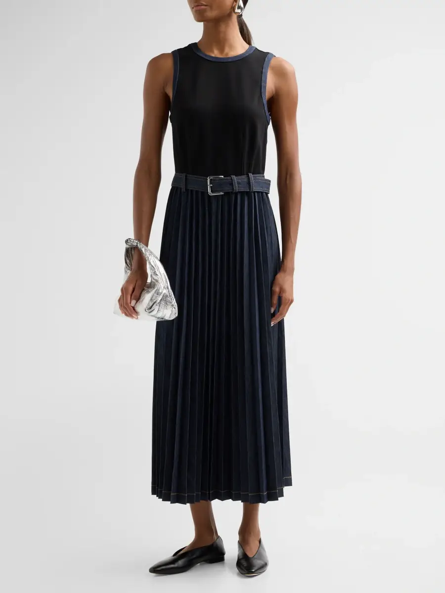 Cinq à Sept Women's Crosby Mixed-Media Belted Maxi Dress | Thumbnail 4 Cinq à Sept Women's Crosby Mixed-Media Belted Maxi Dress | Thumbnail 4