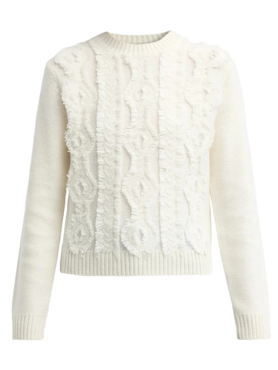 Women's Cut Float Cable-Knit Crewneck Sweater Women's Cut Float Cable-Knit Crewneck Sweater