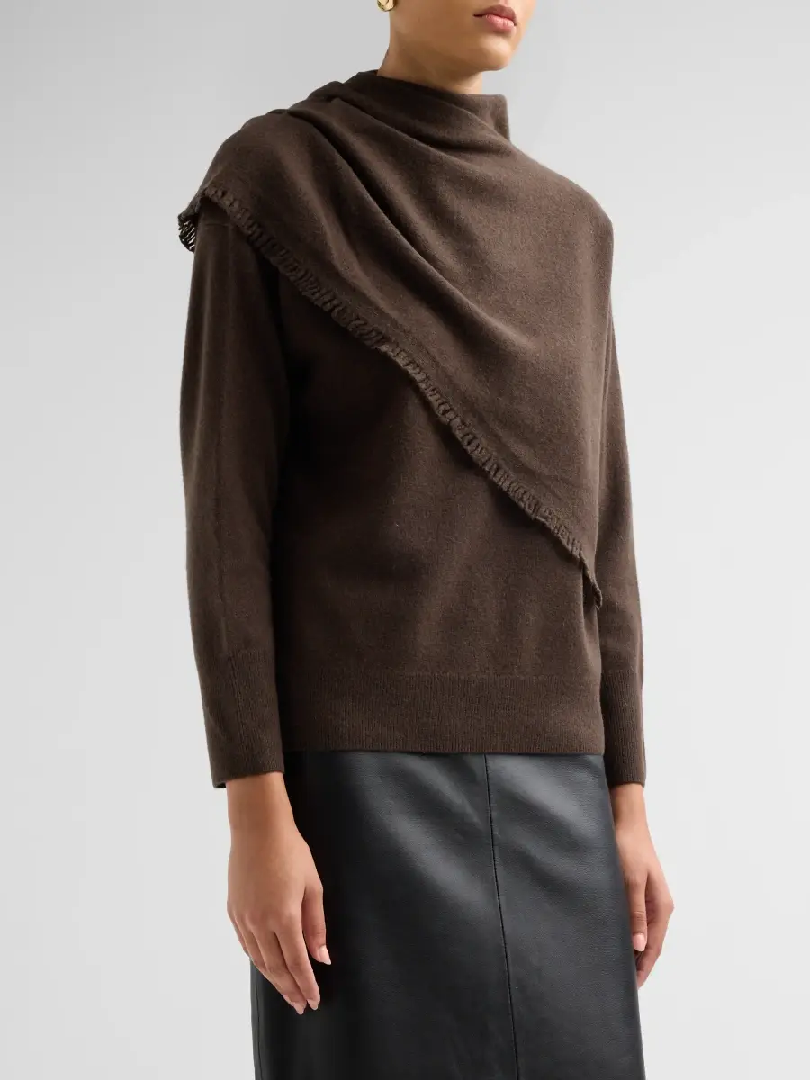 Vince Women's Draped Fringe Scarf Sweater | Thumbnail 4 Vince Women's Draped Fringe Scarf Sweater | Thumbnail 4