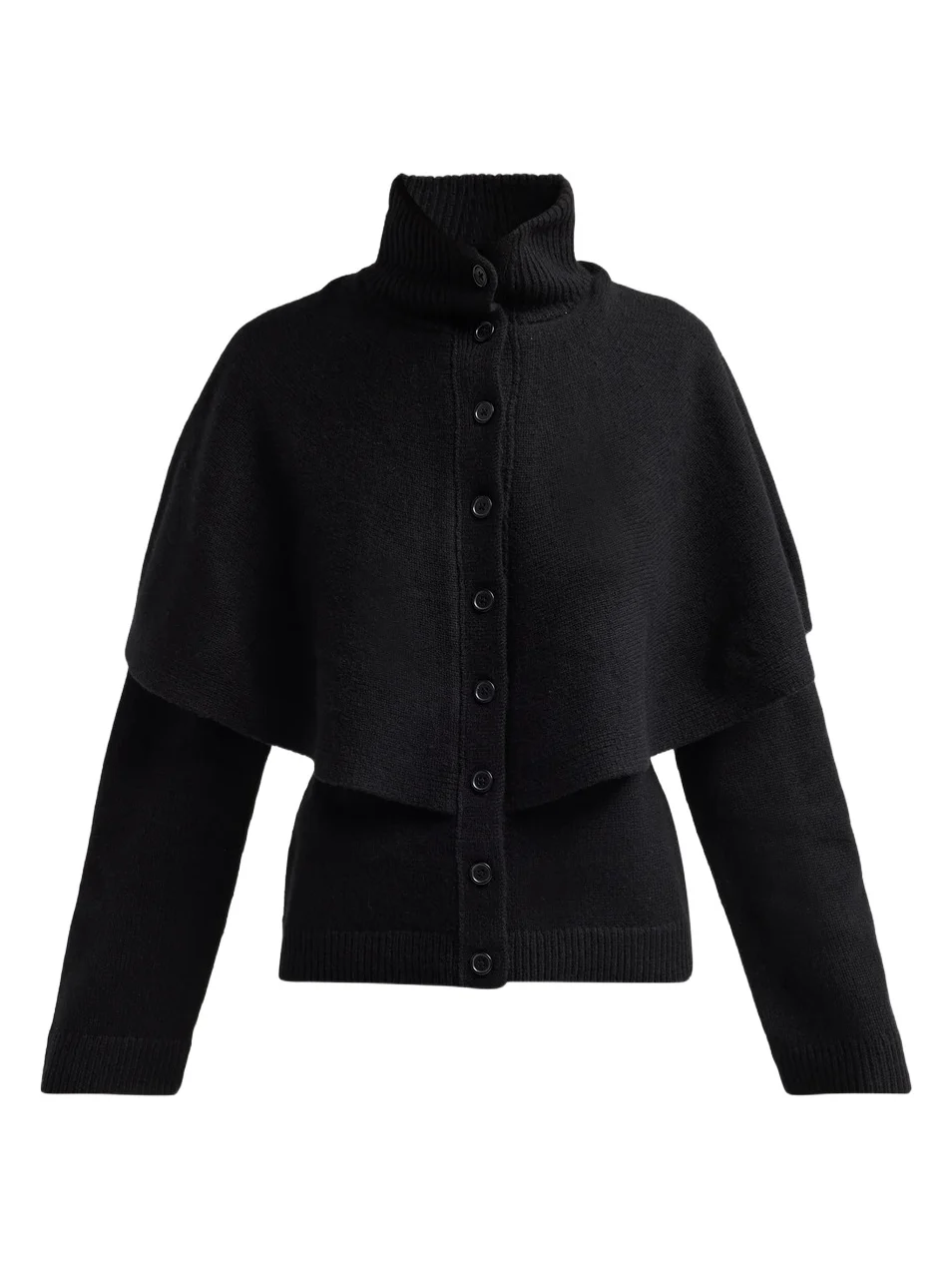 Women's Turtleneck Wool-Blend Cape Cardigan