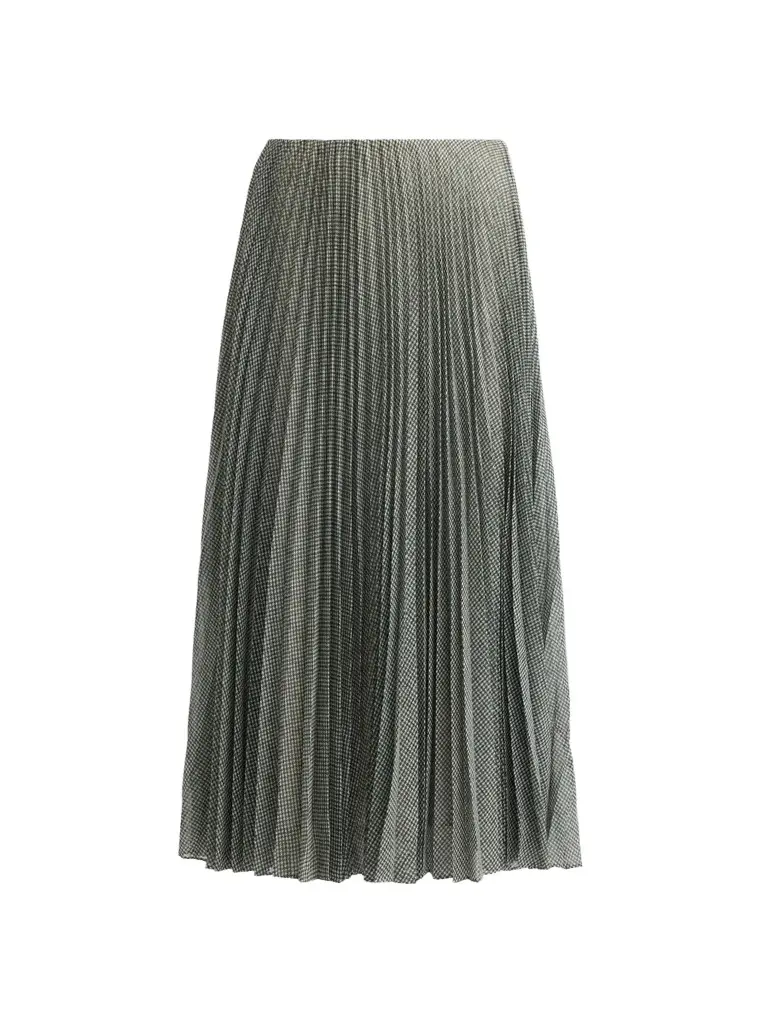 Vince Women's Pleated Houndstooth Sheer Chiffon Midi Skirt