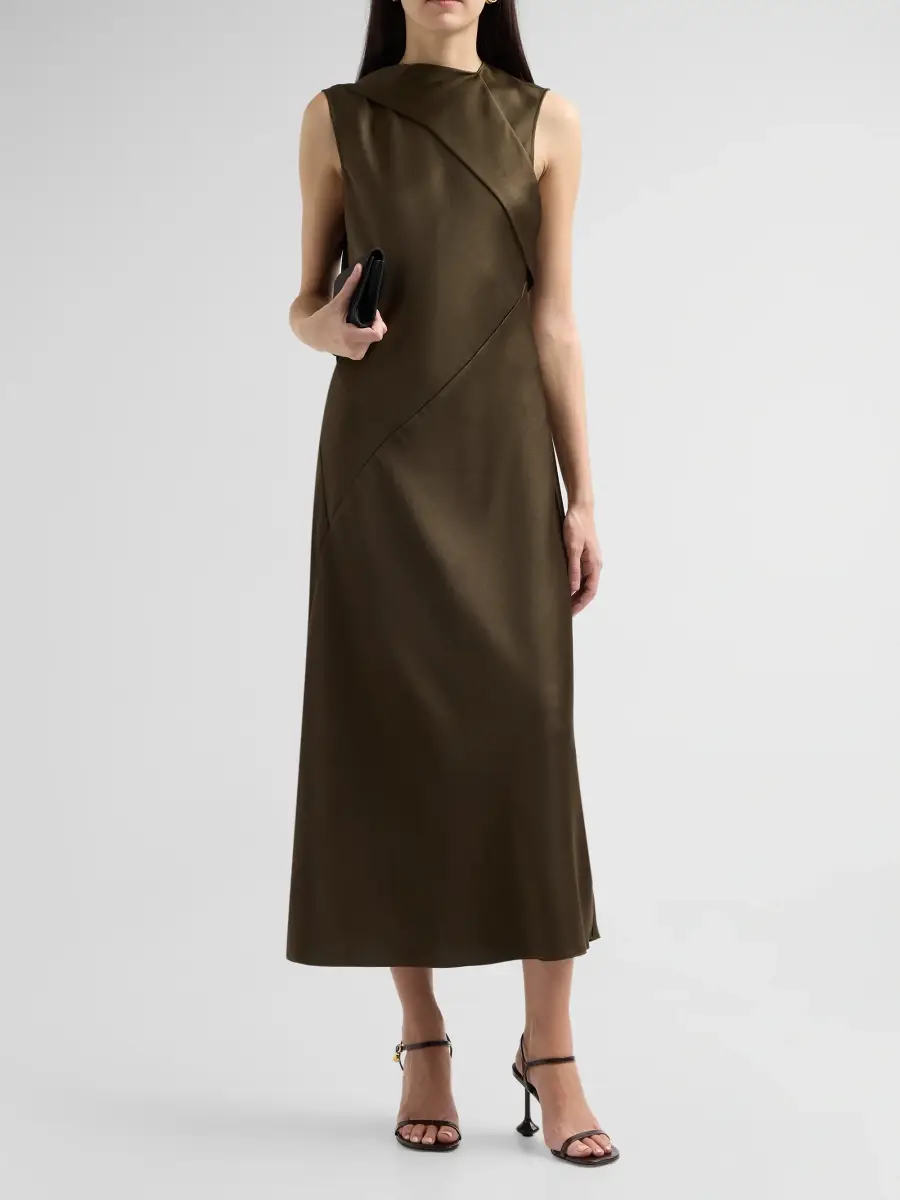 Vince Women's Draped Scarf Tie Sleeveless Midi Dress | Thumbnail 2 Vince Women's Draped Scarf Tie Sleeveless Midi Dress | Thumbnail 2