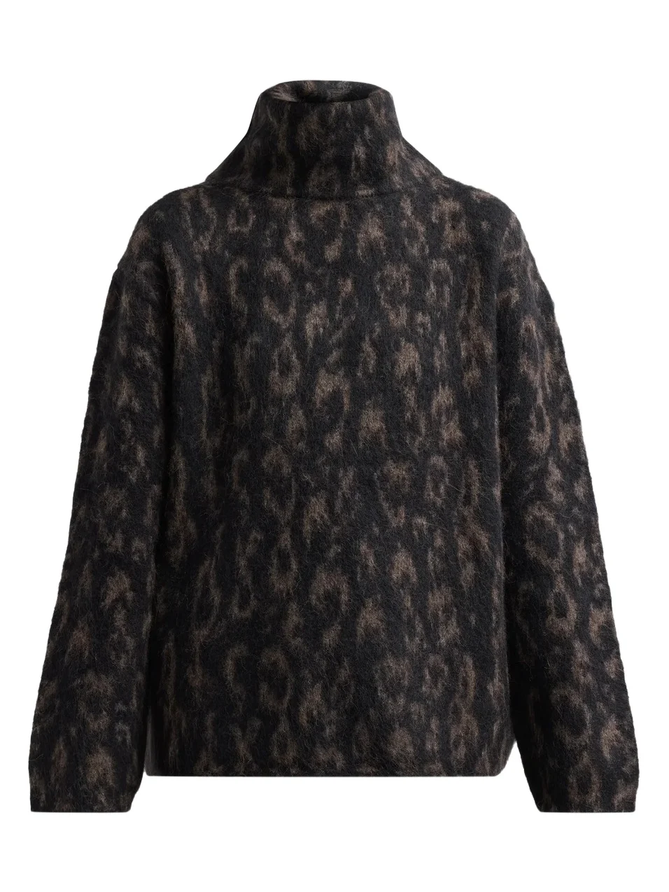 Vince Women's Leopard-Jacquard Oversized Turtleneck Sweater