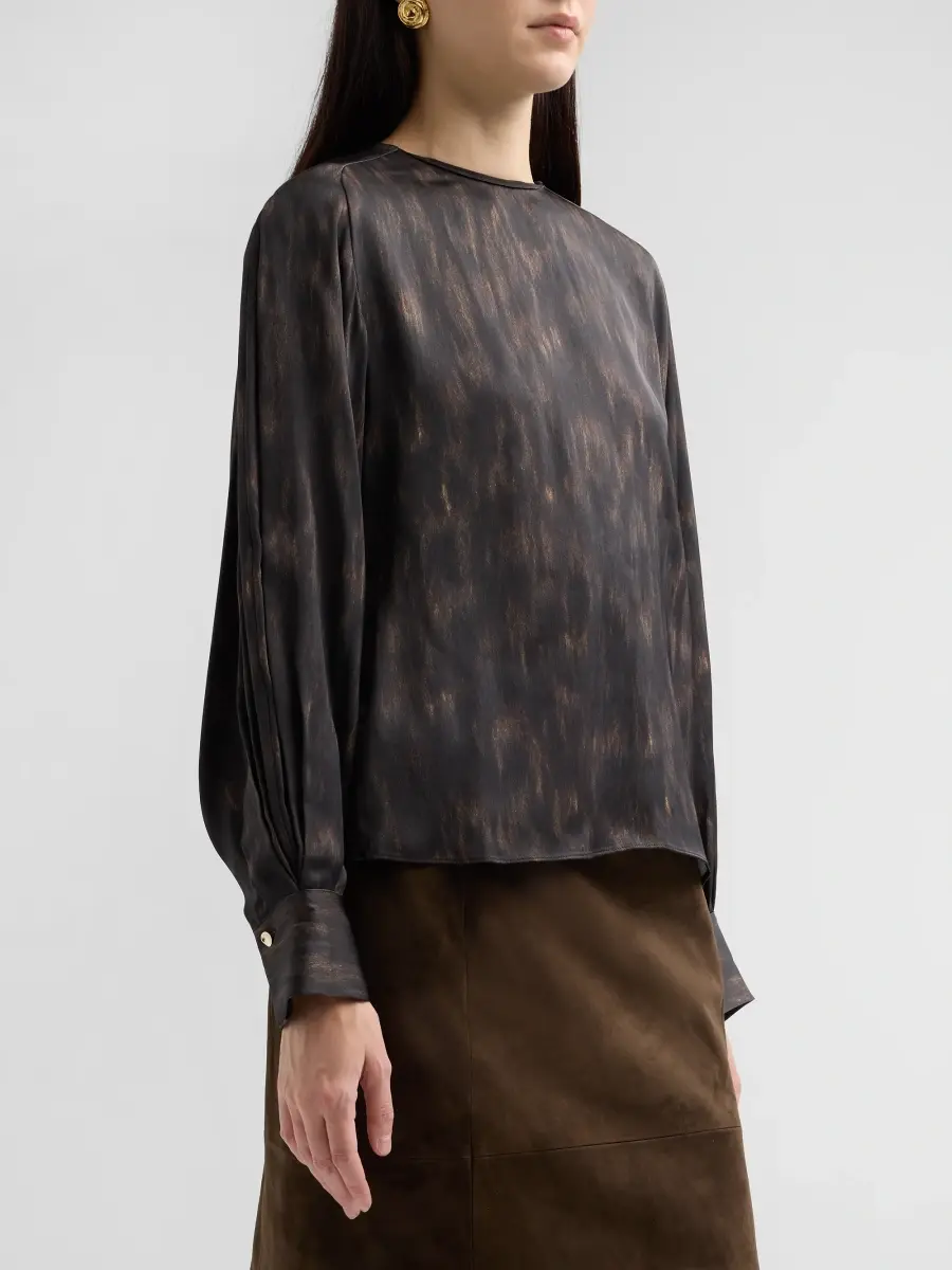 Vince Women's Spotted Tie-Detail Long-Sleeve Top | Thumbnail 4