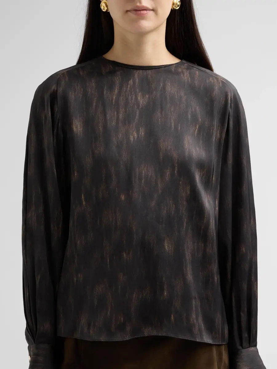 Vince Women's Spotted Tie-Detail Long-Sleeve Top | Thumbnail 5
